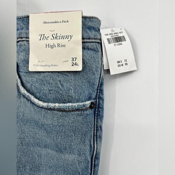 🆕 NWT Abercrombie & Fitch The Skinny High Rise Jeans Plus Size 37 X 24 Long - Picture 13 of 15